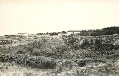 Vue de bâtiments en bord de dune — éditeur et n° de série non lisibles